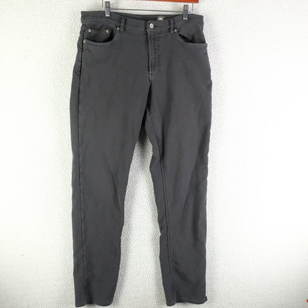 Faherty Pants Mens 34x32 Gray Stretch Slim Fit Five Pocket Casual Jeans Cotton